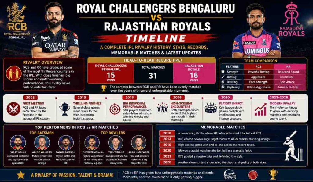 Royal Challengers Bengaluru vs Rajasthan Royals Timeline